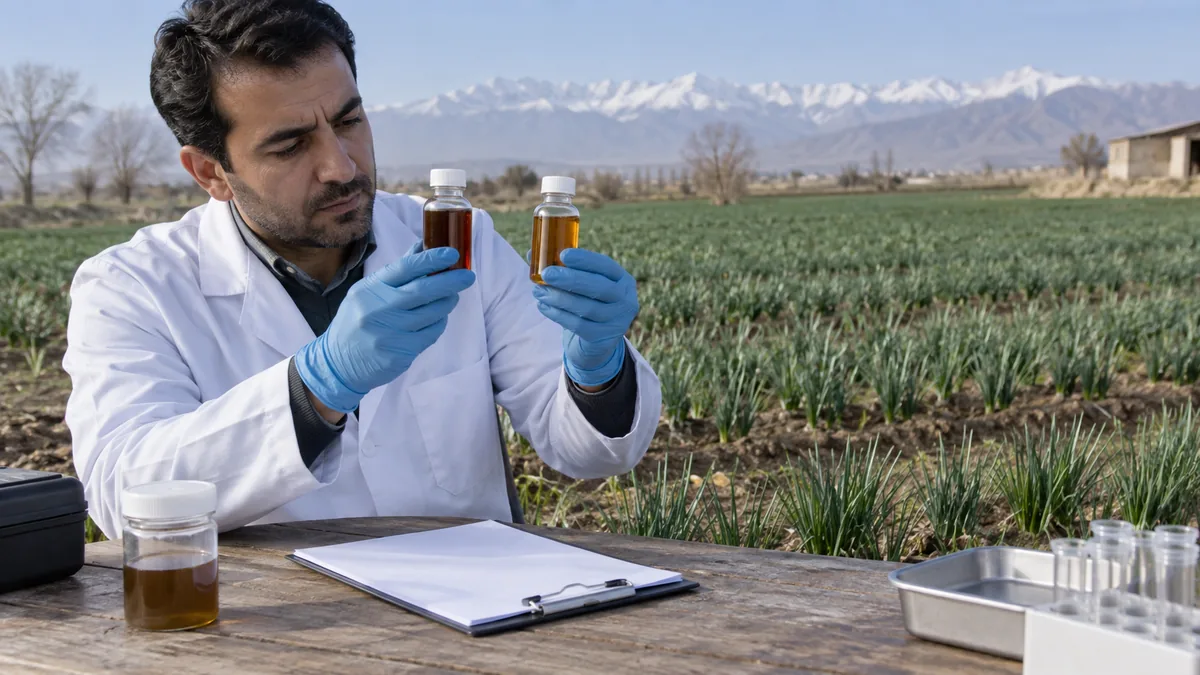 بررسی تفاوت فرمول کودهای مایع ماهی مقایسه نمونههای متفاوت کود مایع ماهی پیش از مصرف در زعفران
