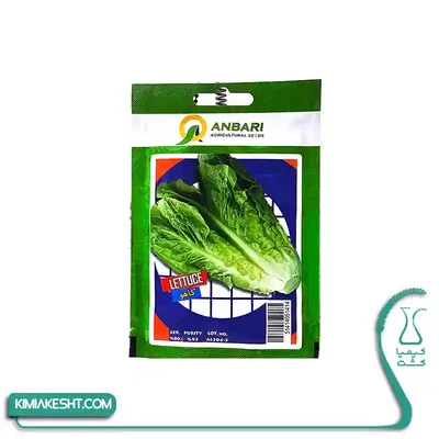 پاکت سبز بذر LETTUCE عنبری با تصویر کاهوی برگ‌دار