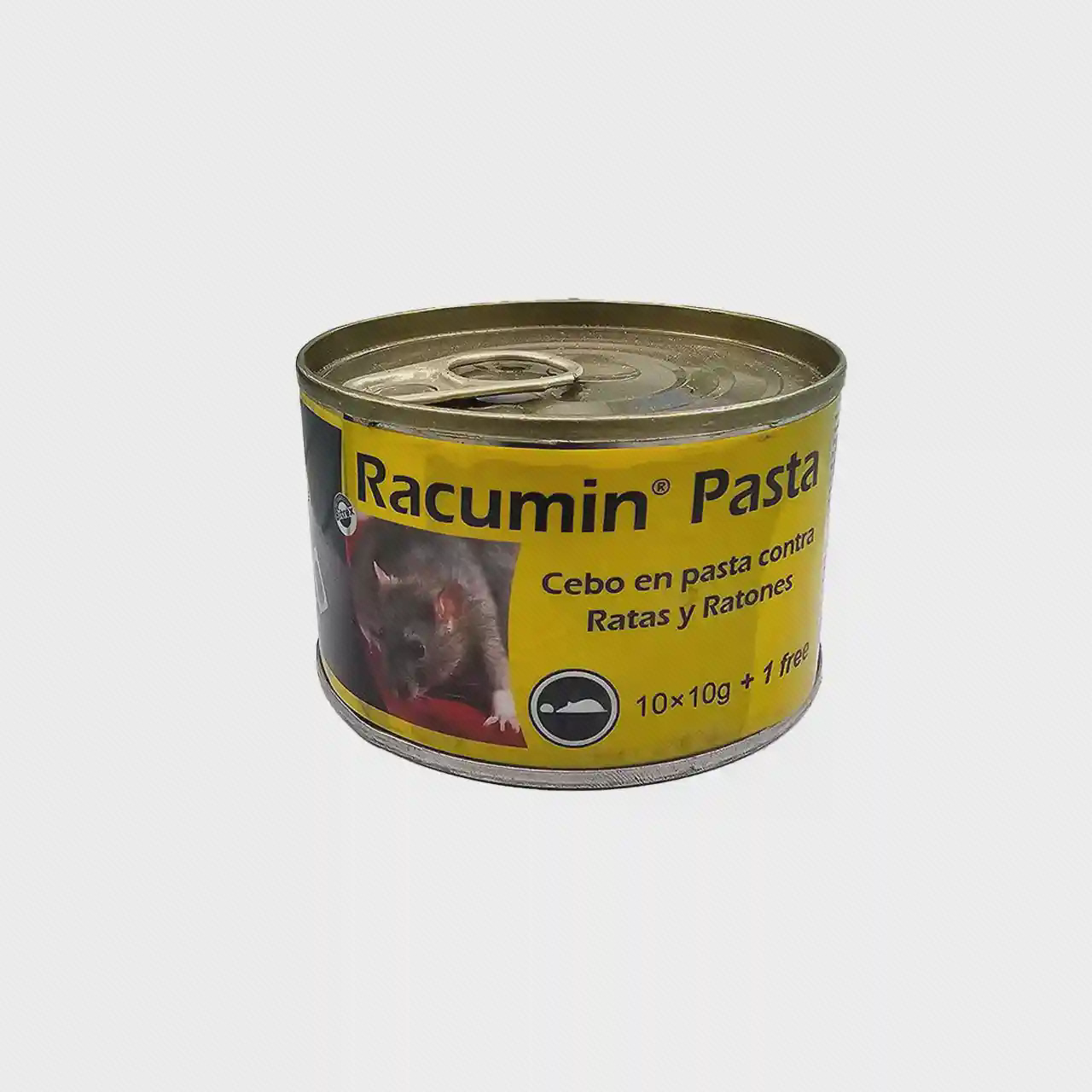 قوطی زرد Racumin Pasta با در کششی و تصویر موش