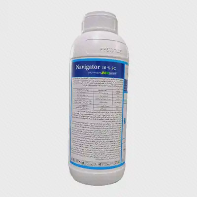 بطری سفید Navigator 10% SC با برچسب فارسی آفات و دستور مصرف